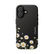 Daisy Floral Tough Phone Case – Protective Black Phone Cover with White Daisies