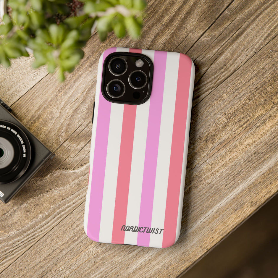 Pink Striped Phone Case - Stylish & Durable Cover