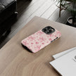 Pink Bow & Hearts Tough Phone Case — Cute Floral Ribbon iPhone Cover