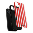 Striped Tough Phone Case - Durable Protection with Stylish Red & White Design