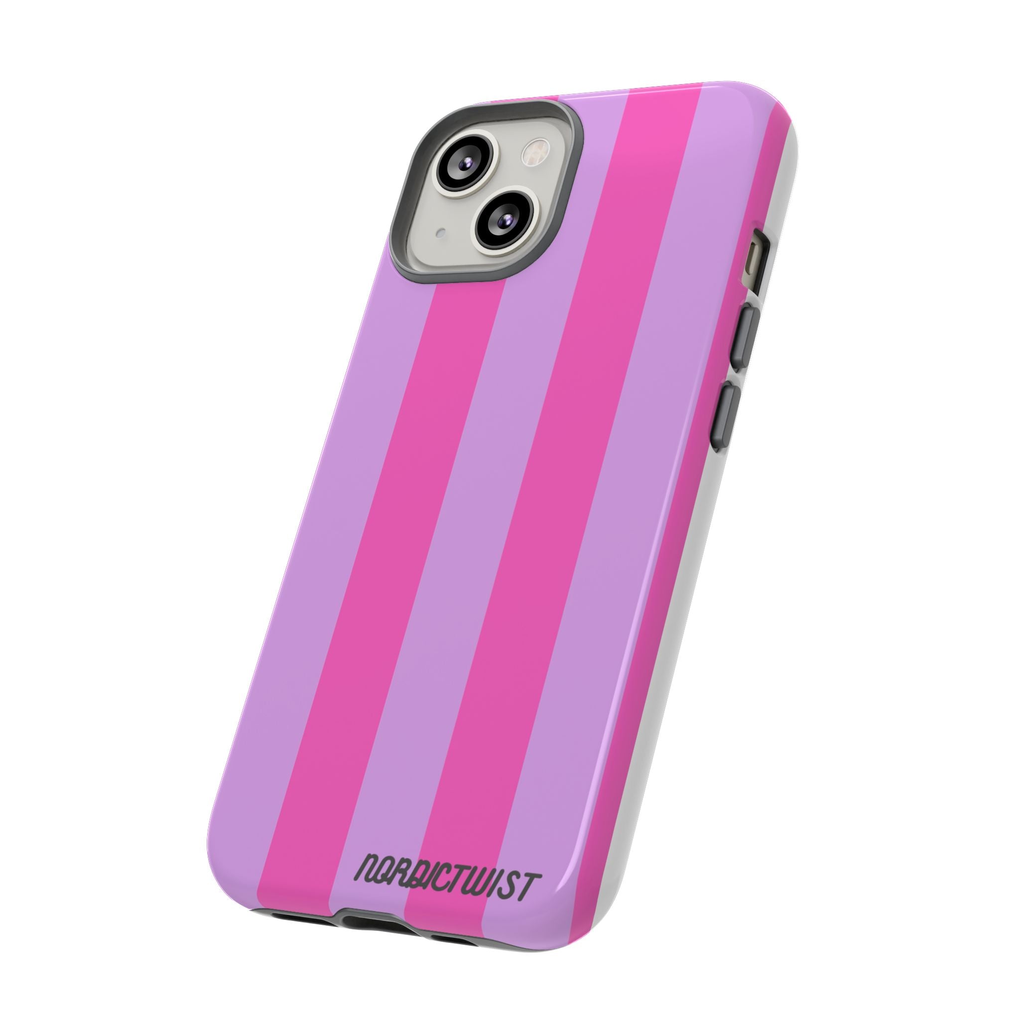 Stylish Phone Case - Tough Cases with Vibrant Pink and Lavender Stripes