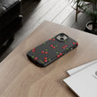 Cherry Pattern Tough Phone Case — Black Retro Cherry iPhone Cover