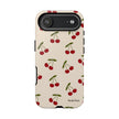 Cherry Pattern Tough Phone Case — Retro Red Cherries on Cream