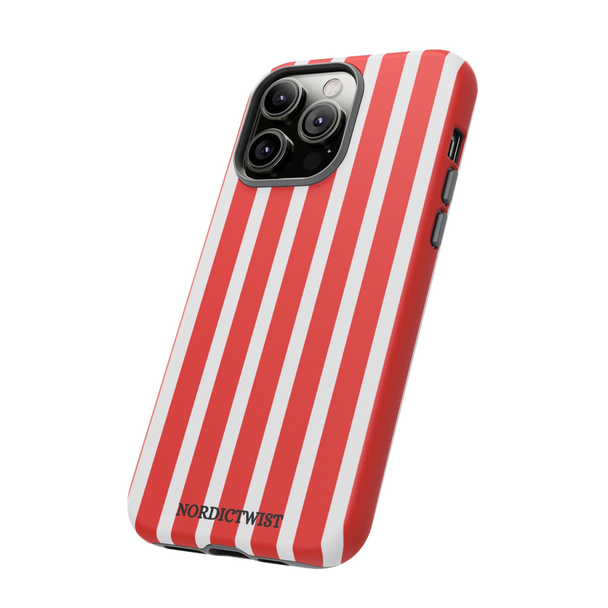 Striped Tough Phone Case - Durable Protection with Stylish Red & White Design
