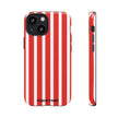 Striped Tough Phone Case - Durable Protection with Stylish Red & White Design