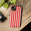Striped Tough Phone Case - Durable Protection with Stylish Red & White Design