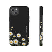 Daisy Floral Tough Phone Case – Protective Black Phone Cover with White Daisies