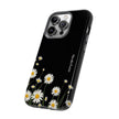 Daisy Floral Tough Phone Case – Protective Black Phone Cover with White Daisies