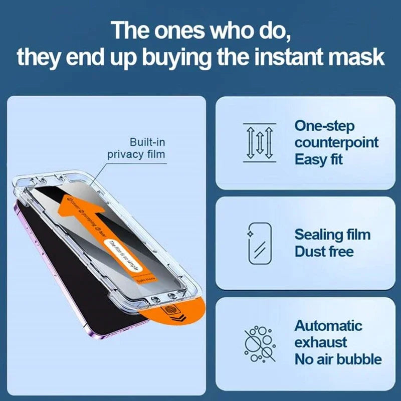 iPhone Privacy Glass – 8K Dust-Free (1–3 pcs).