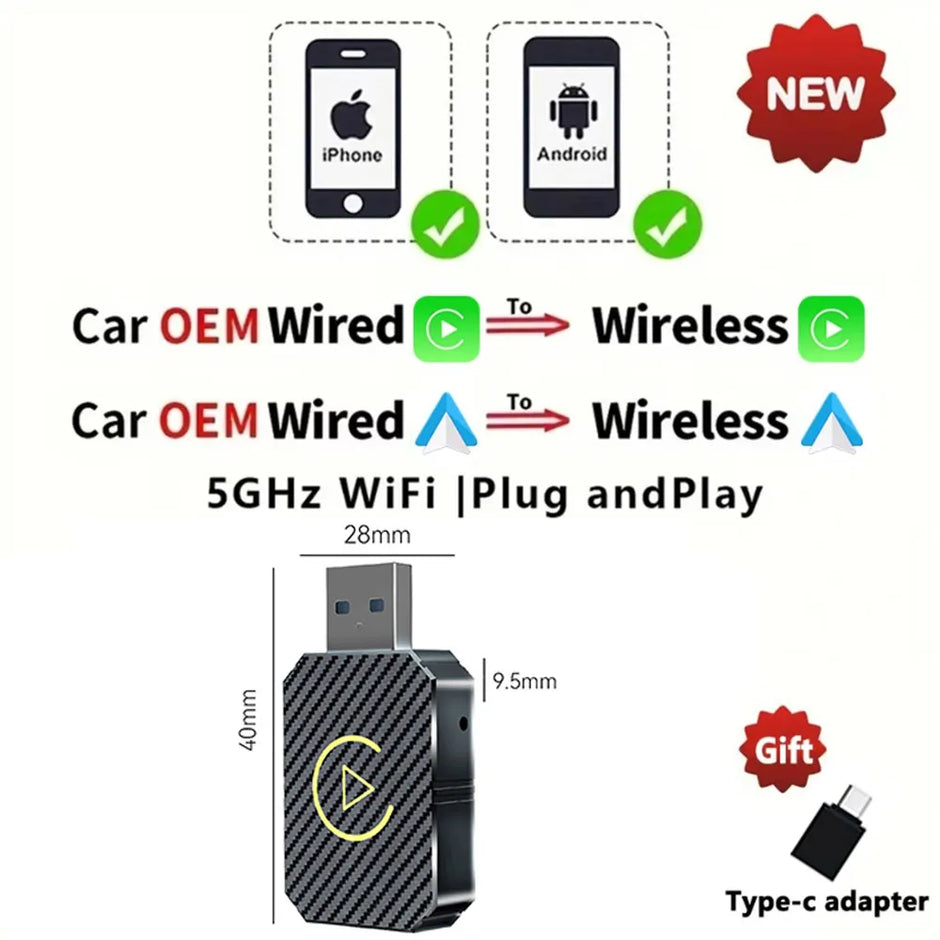 Trådlös CarPlay &amp; Android Auto Adapter
