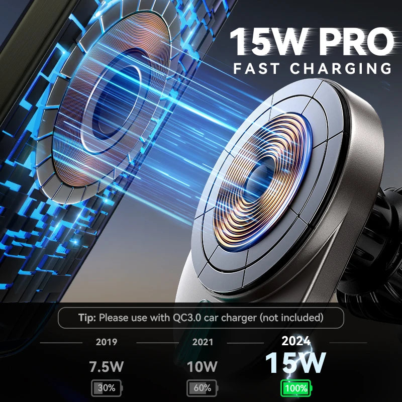 Joyroom 15W Magnetisk Trådlös Bilhållare & Laddare